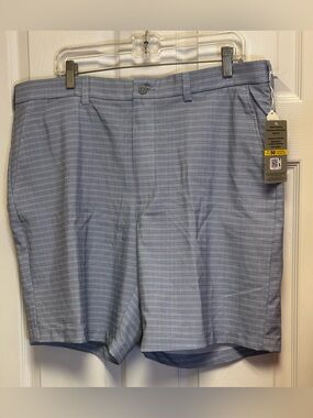 PGA Tour Light Blue Grey Plaid Golf Shorts • NWT
